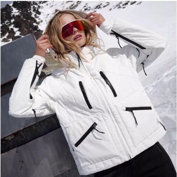 Nwt free people movement All Prepped Ski Jacket white black - Picture 1 of 8